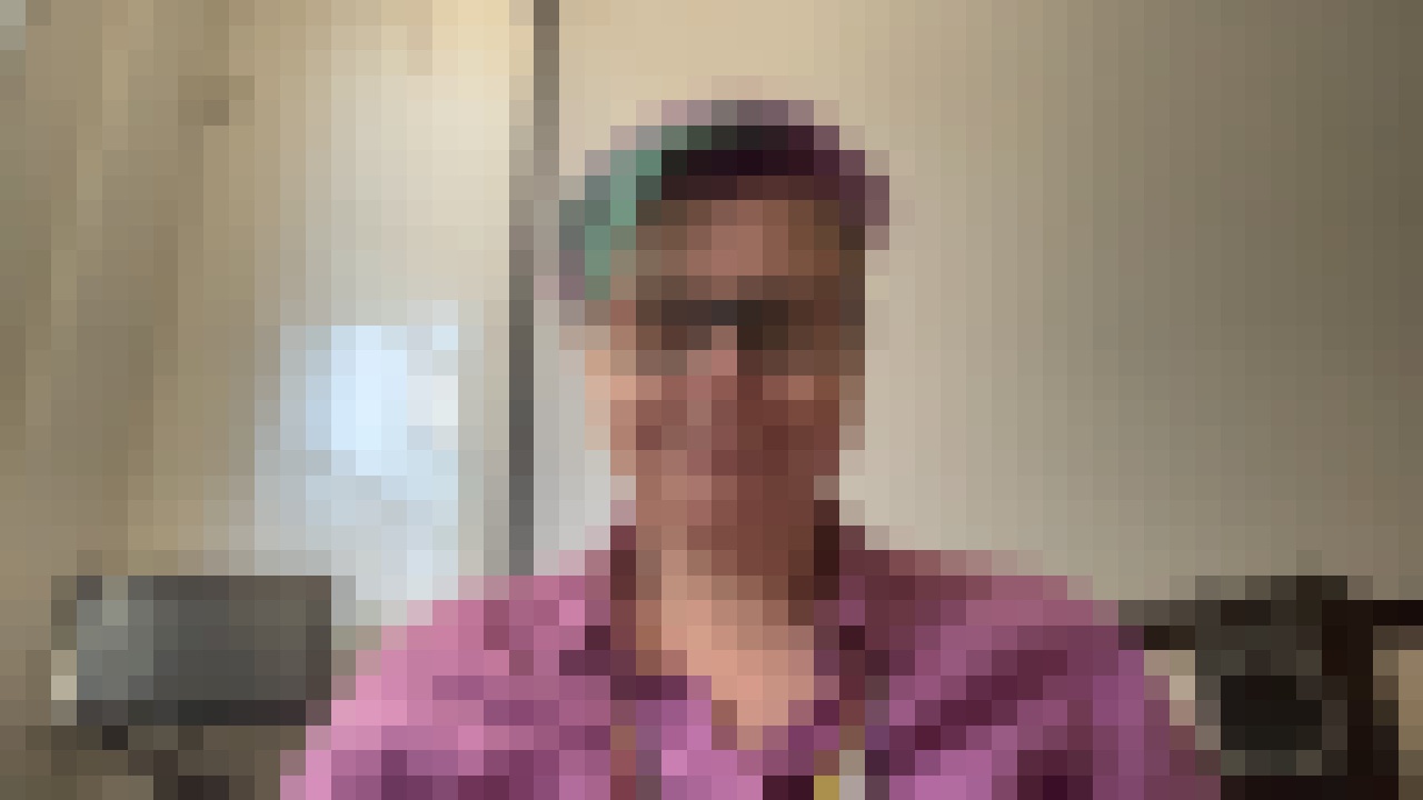 the artist in a heavily pixelated state